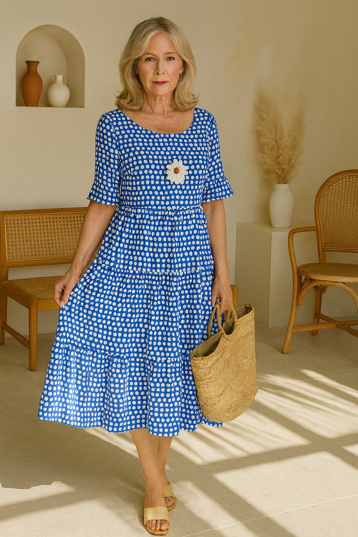 IRIS | SABLE SHORT-SLEEVE MIDI DRESS