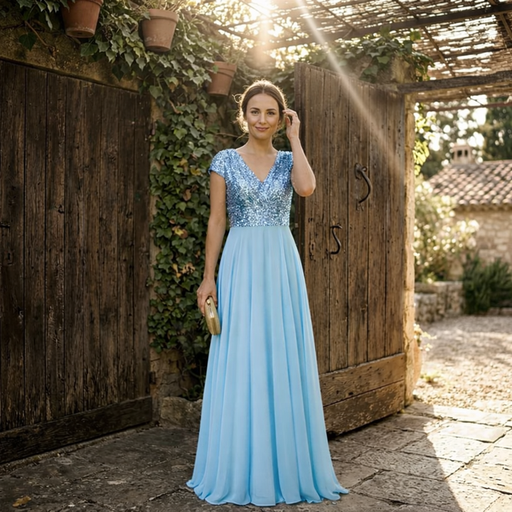 Giovanna - Sequin V-Neck Chiffon Dress