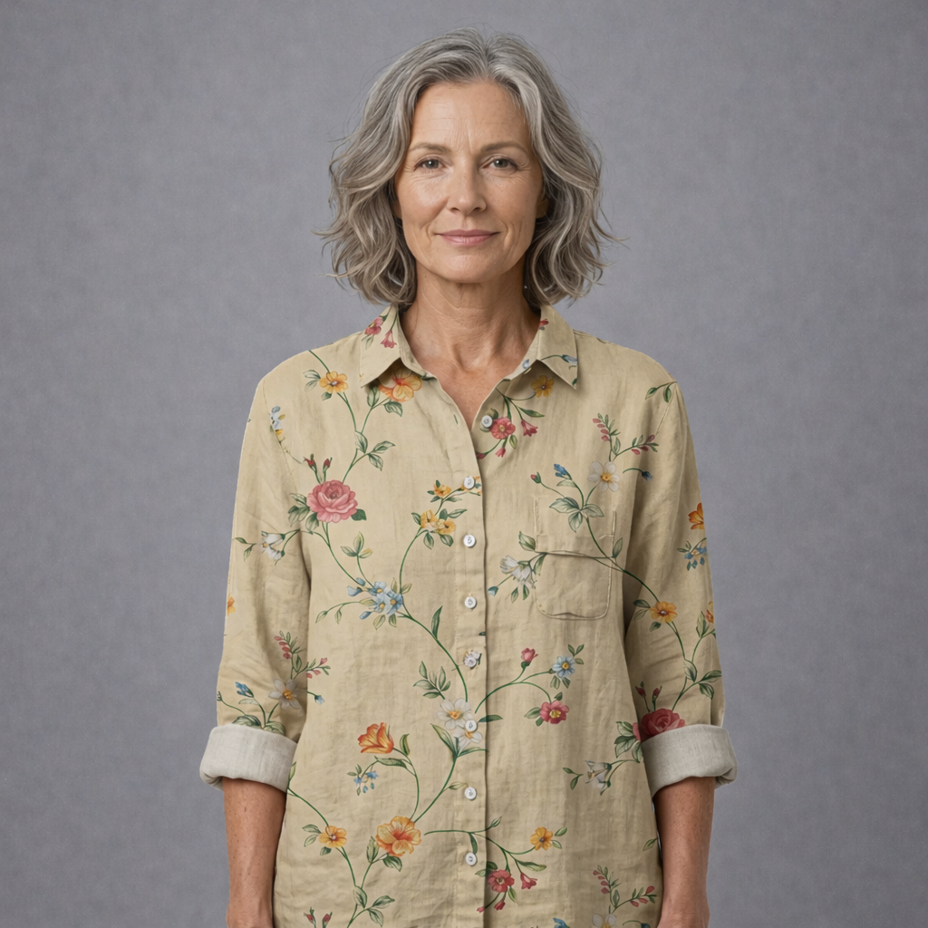 Women's Vintage Floral Art Print Casual Shirt