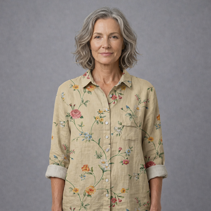 Women's Vintage Floral Art Print Casual Shirt