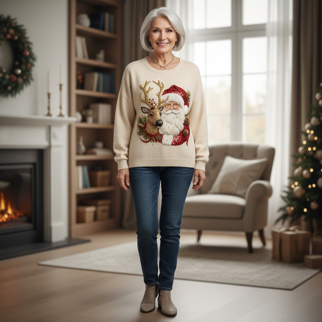 Holly | Cozy Christmas Embellished Sweater