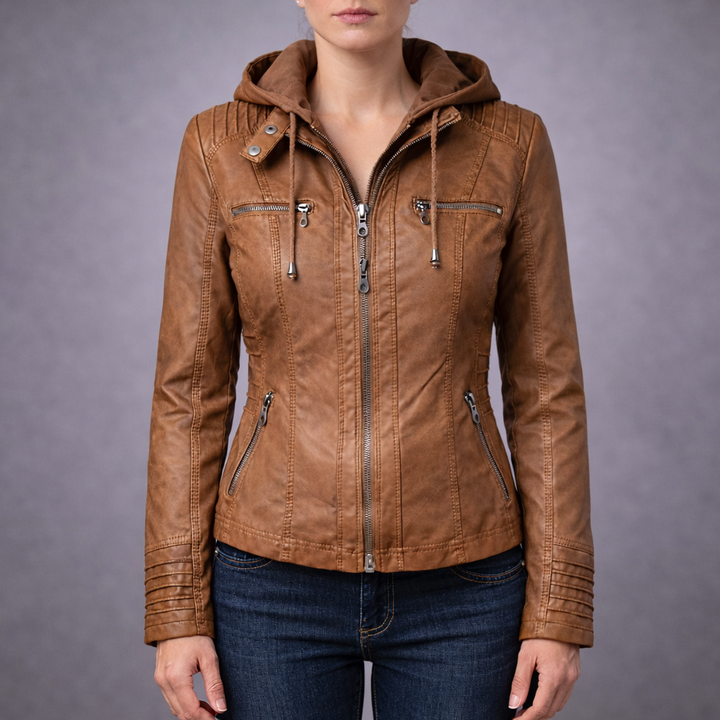 Marlowe | Waterproof Women's Leather Jacket with Hood