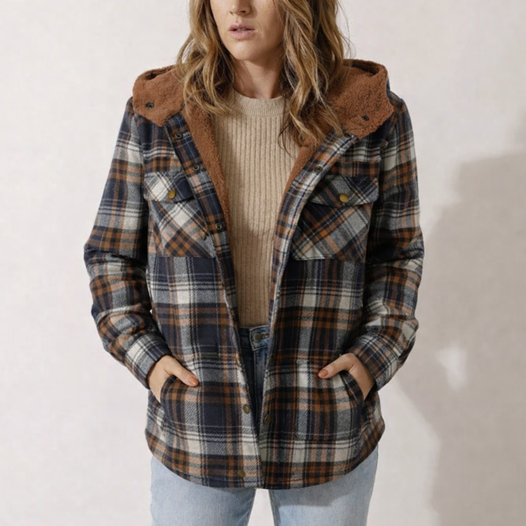 CHARLOTTE™ – Women’s Plaid Hooded Flannel Jacket for Spring, Autumn & Winter