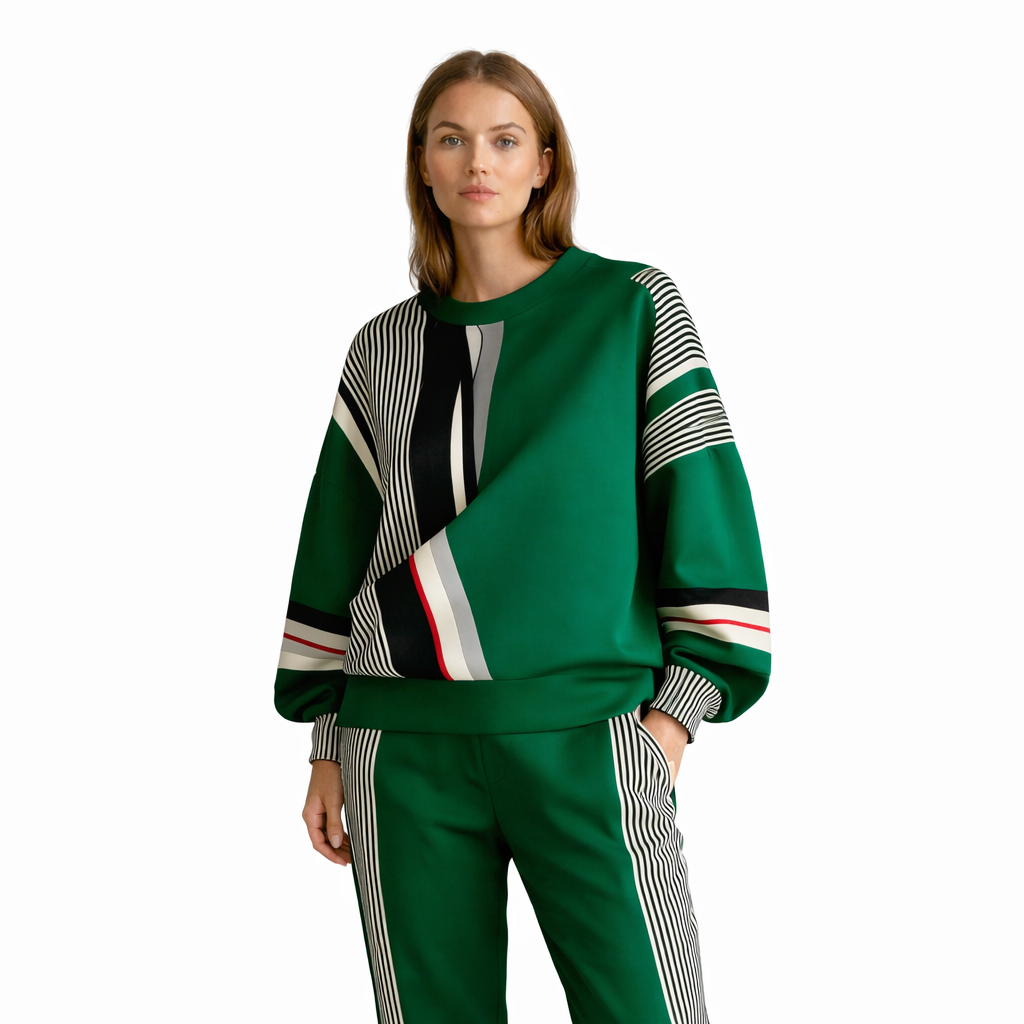 Vega | Abstract Geometric Print Hooded Sweatshirt