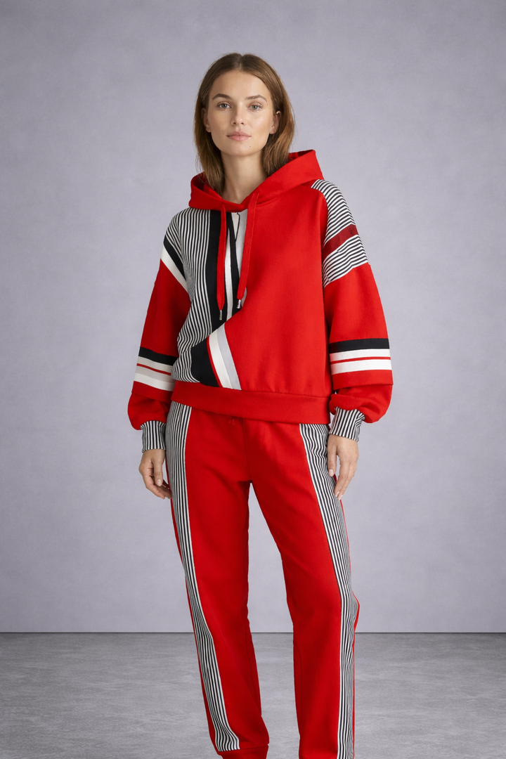 Vega | Abstract Geometric Print Hooded Sweatshirt