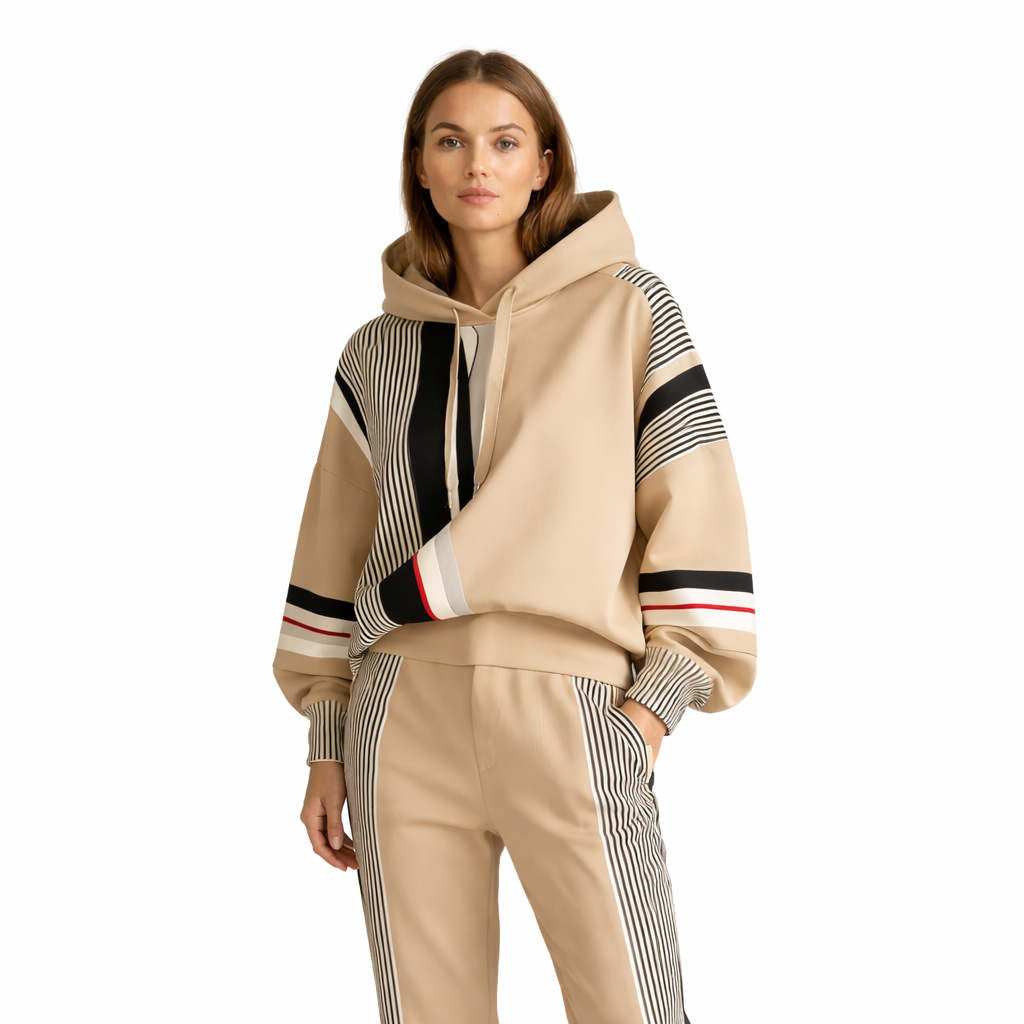 Vega | Abstract Geometric Print Hooded Sweatshirt