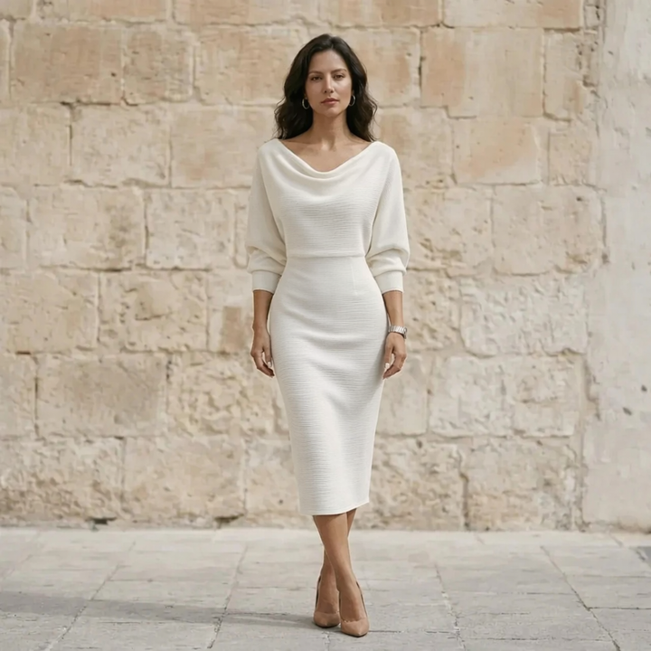 Sophia - Elegant 3/4 Sleeve Midi Dress