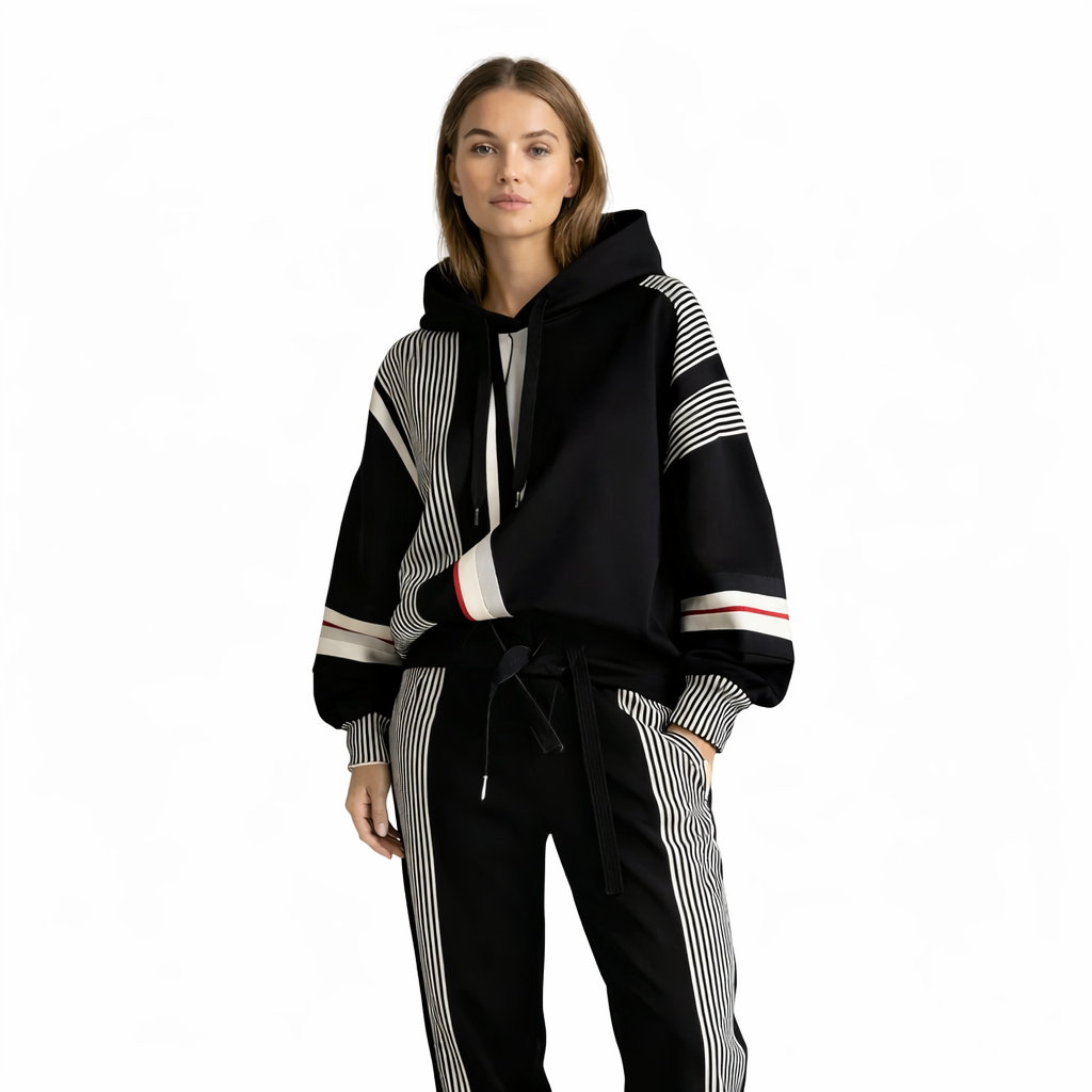 Vega | Abstract Geometric Print Hooded Sweatshirt