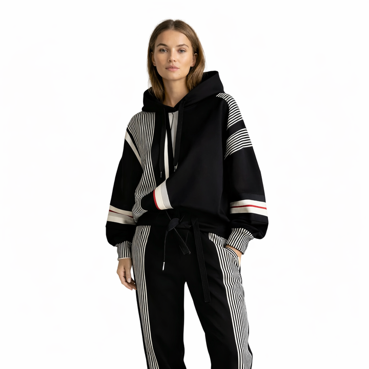 Vega | Abstract Geometric Print Hooded Sweatshirt