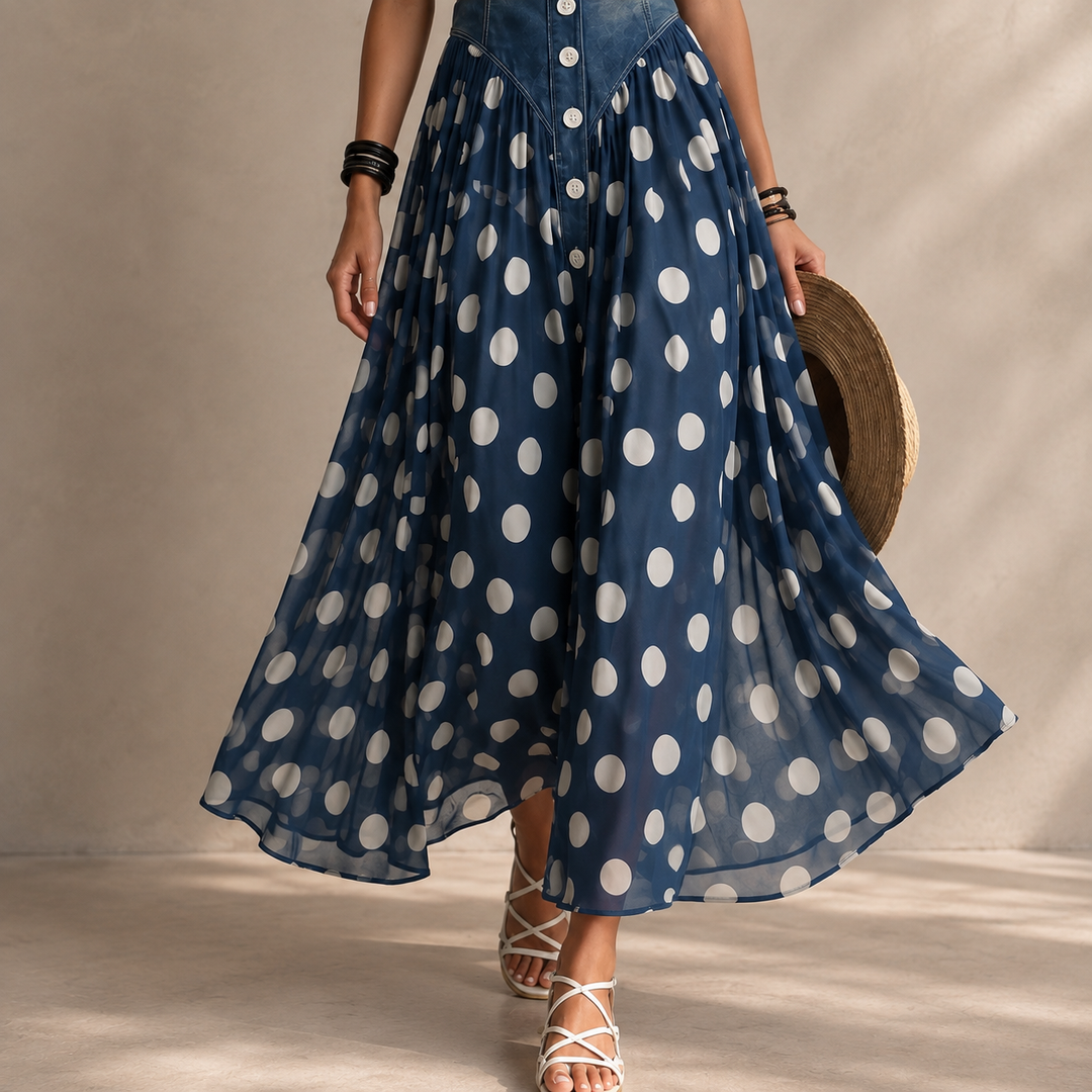 Ginevra | Polka Dot Chiffon Midi Dress