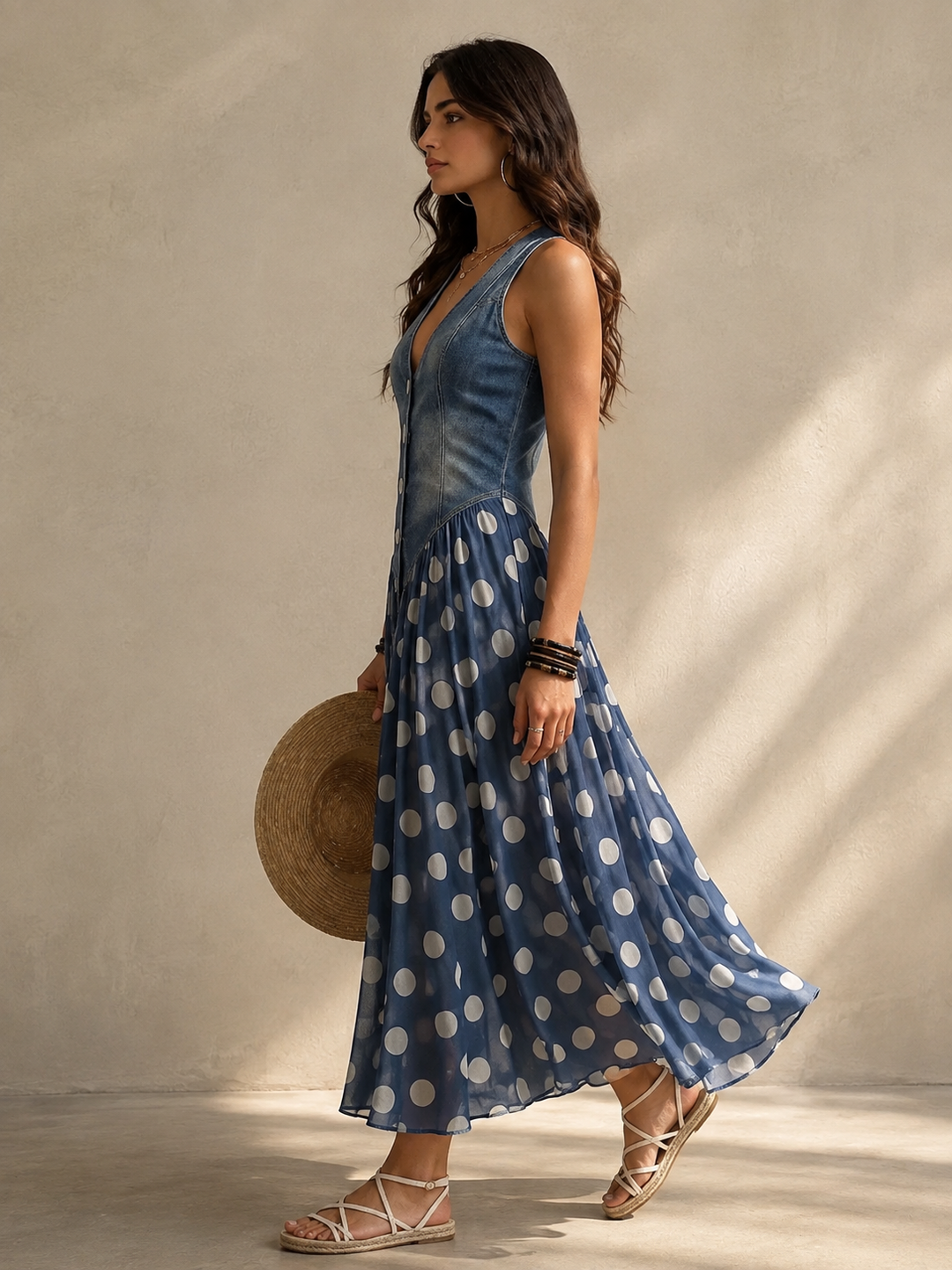 Ginevra | Polka Dot Chiffon Midi Dress