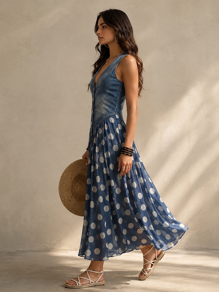 Ginevra | Polka Dot Chiffon Midi Dress