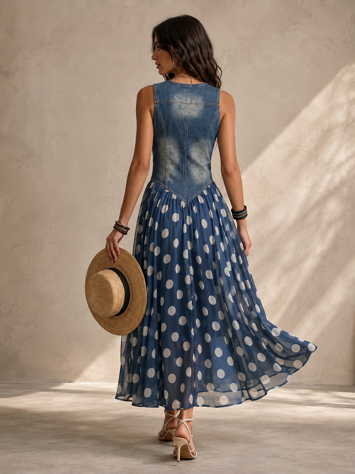 Ginevra | Polka Dot Chiffon Midi Dress