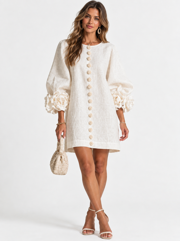 Nerina | Dress with Embossed Floral Pattern
