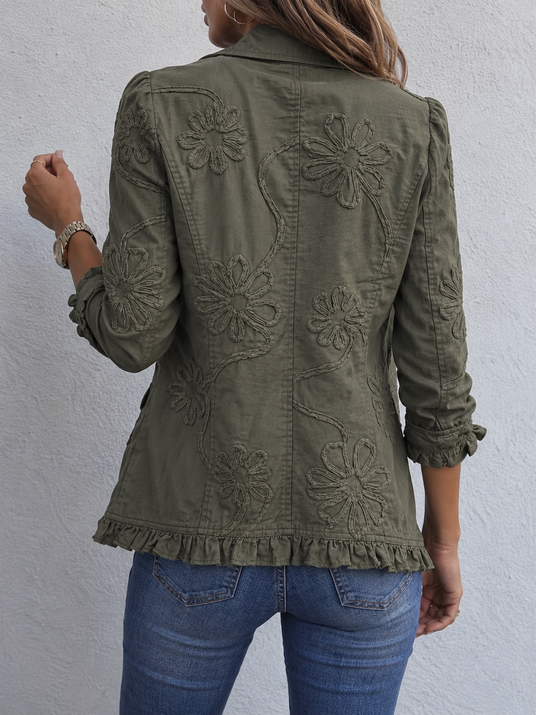 Alessandra | Embroidered Ruffle Jacket