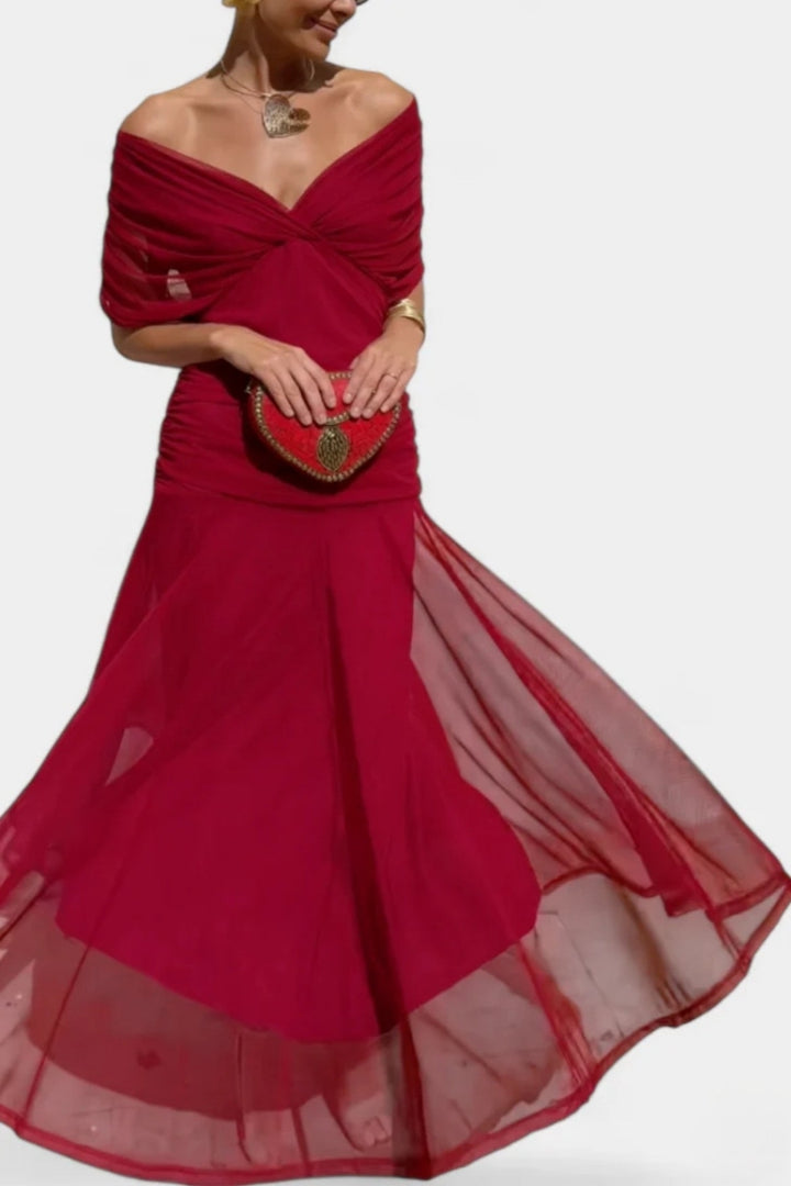 Elara™ | Long Floral Dress with V-Neck