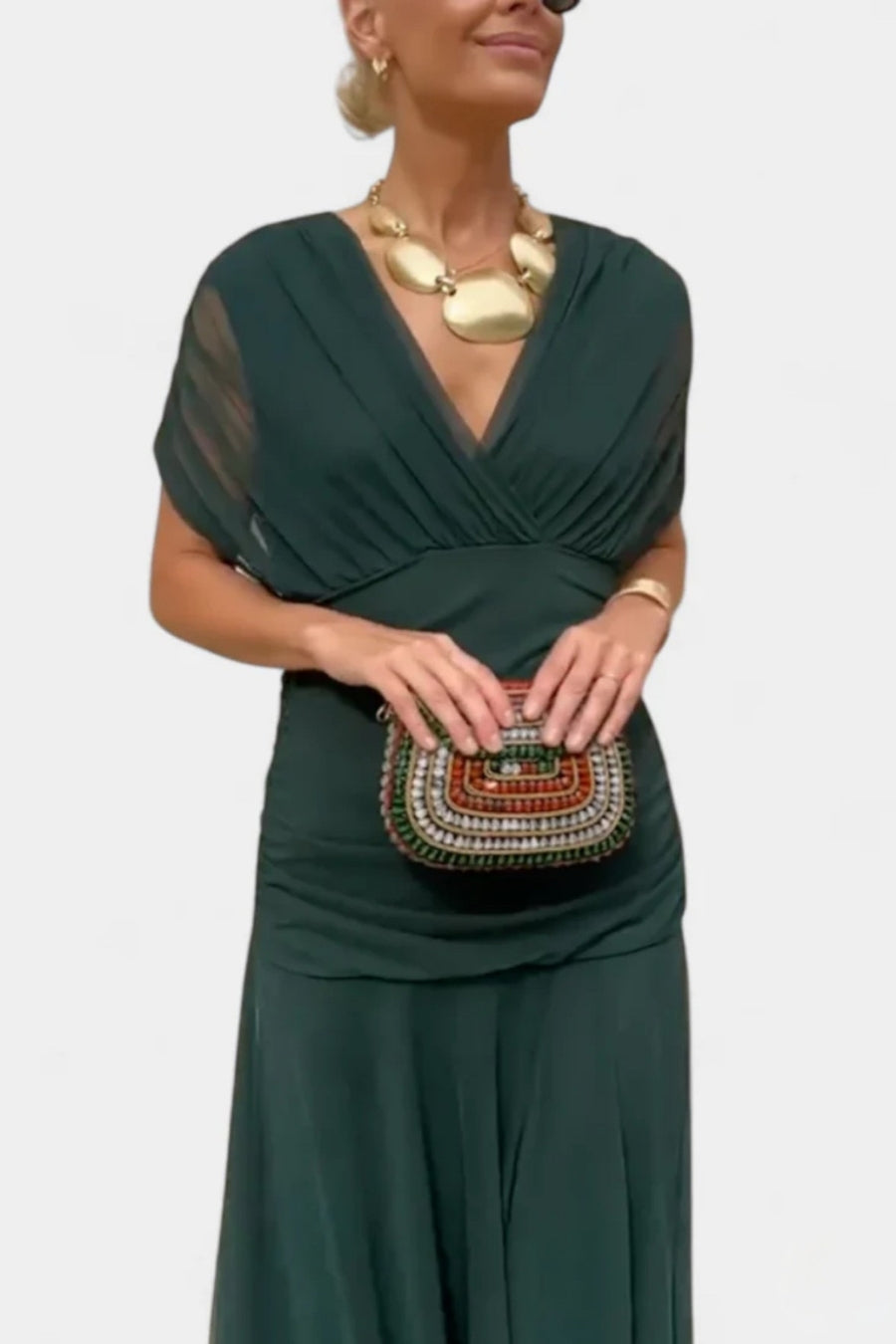 Elara™ | Long Floral Dress with V-Neck