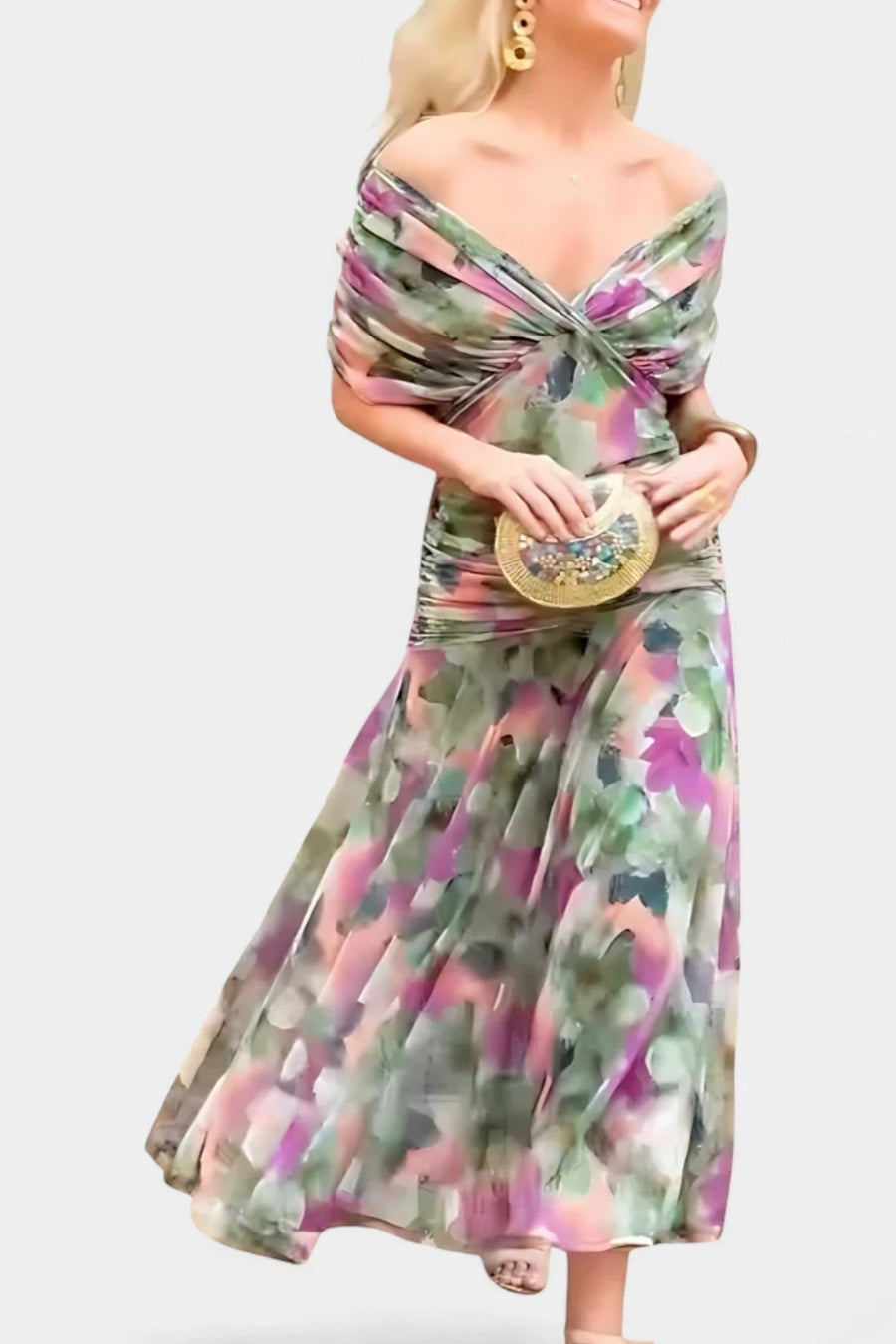 Elara™ | Long Floral Dress with V-Neck