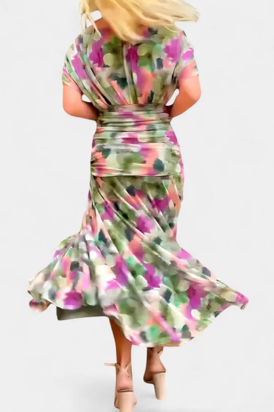 Elara™ | Long Floral Dress with V-Neck