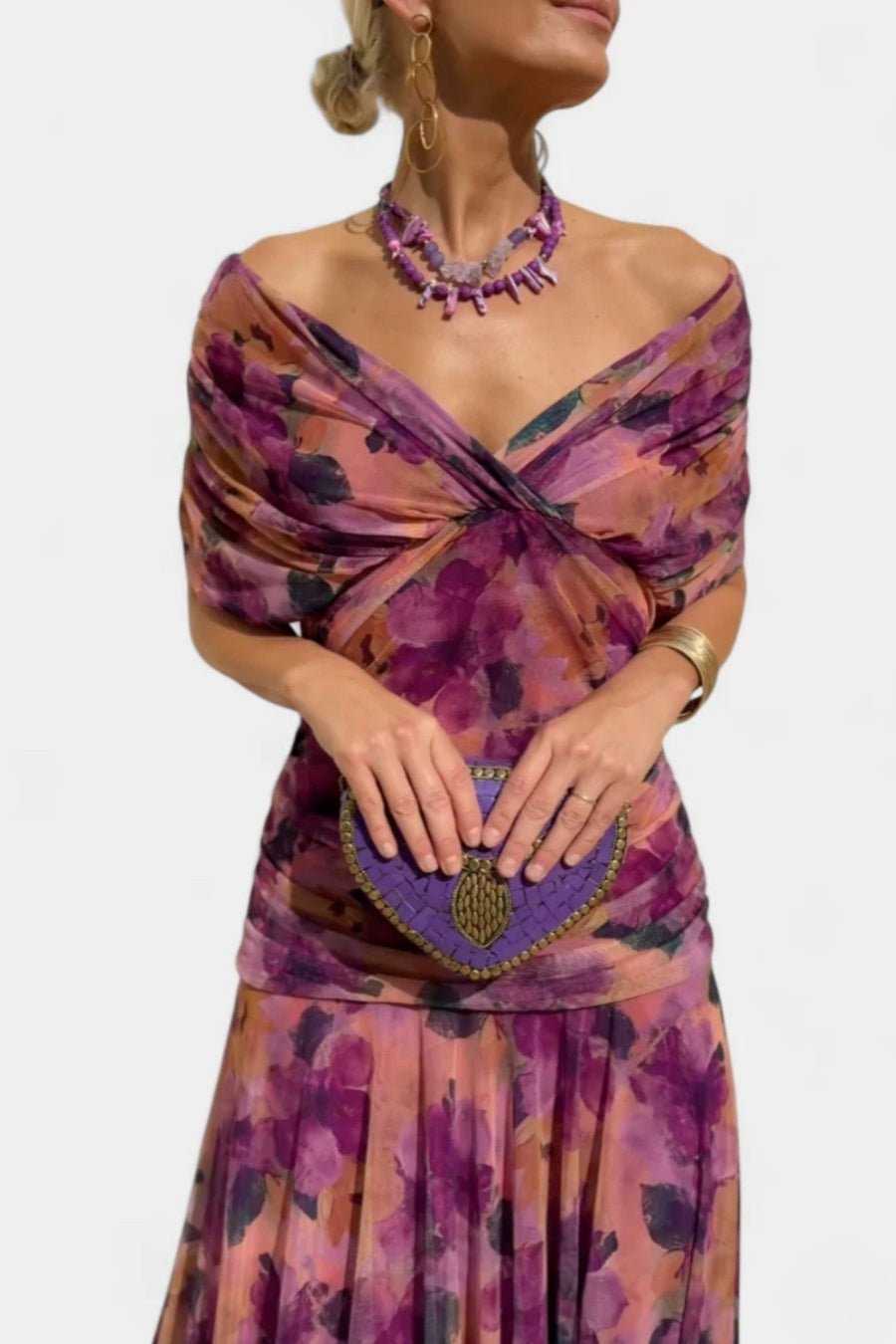 Elara™ | Long Floral Dress with V-Neck