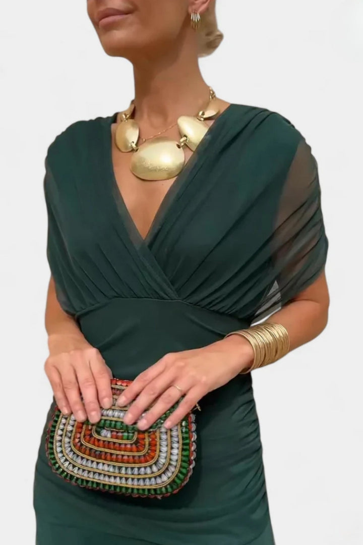 Elara™ | Long Floral Dress with V-Neck