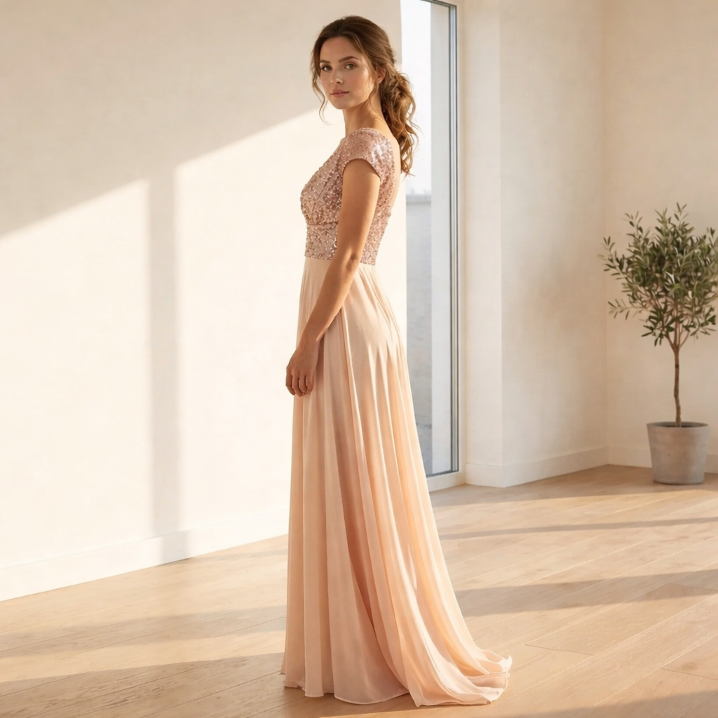 Giovanna - Sequin V-Neck Chiffon Dress