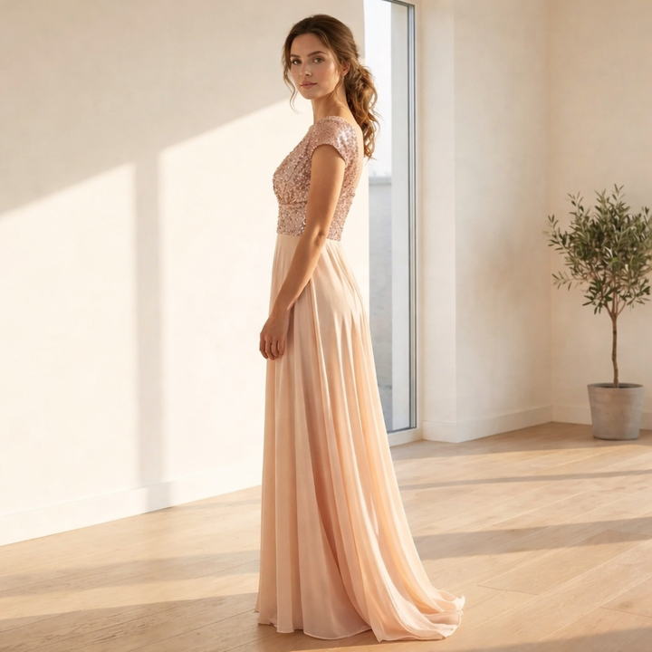 Giovanna - Sequin V-Neck Chiffon Dress