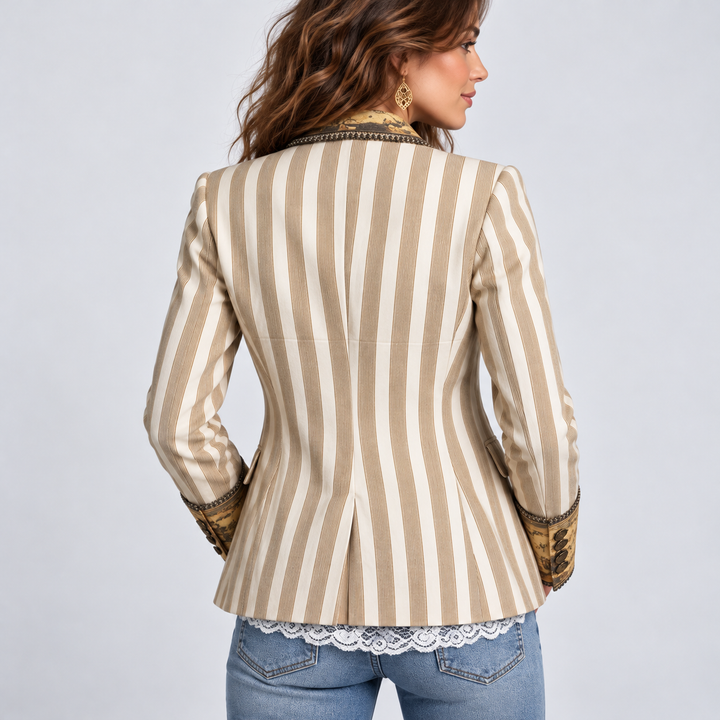 Aurelia – Women's Blazer with Bohemian Striped Print