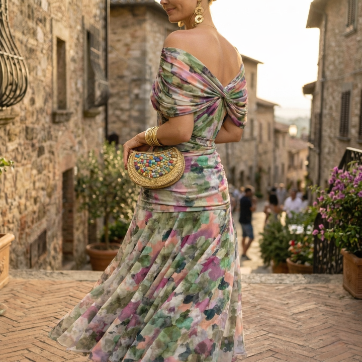 Elara™ | Long Floral Dress with V-Neck