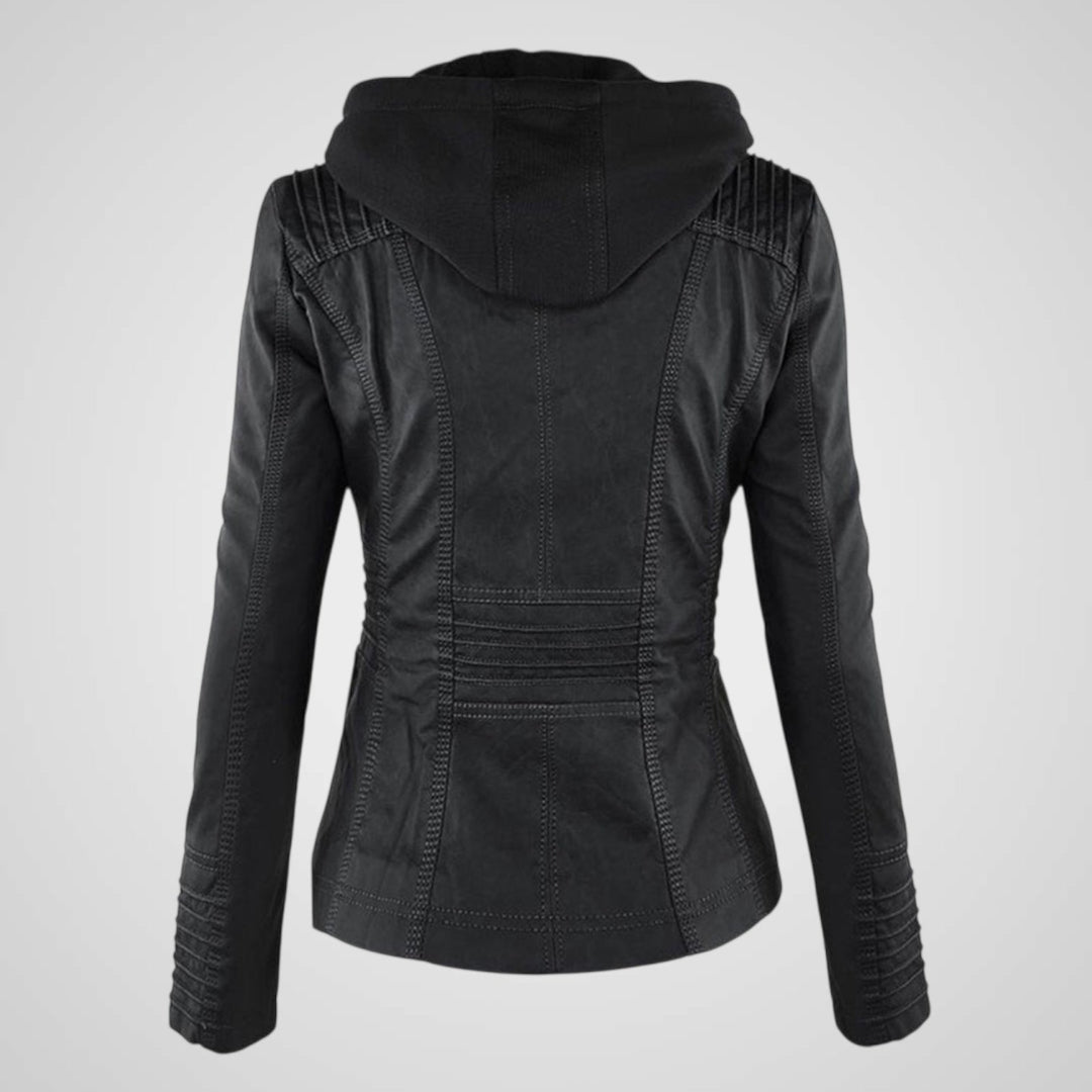 Olivia | Waterproof Women's Leather Jacket with Hood