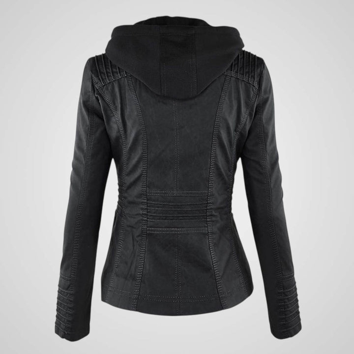 Olivia | Waterproof Women's Leather Jacket with Hood