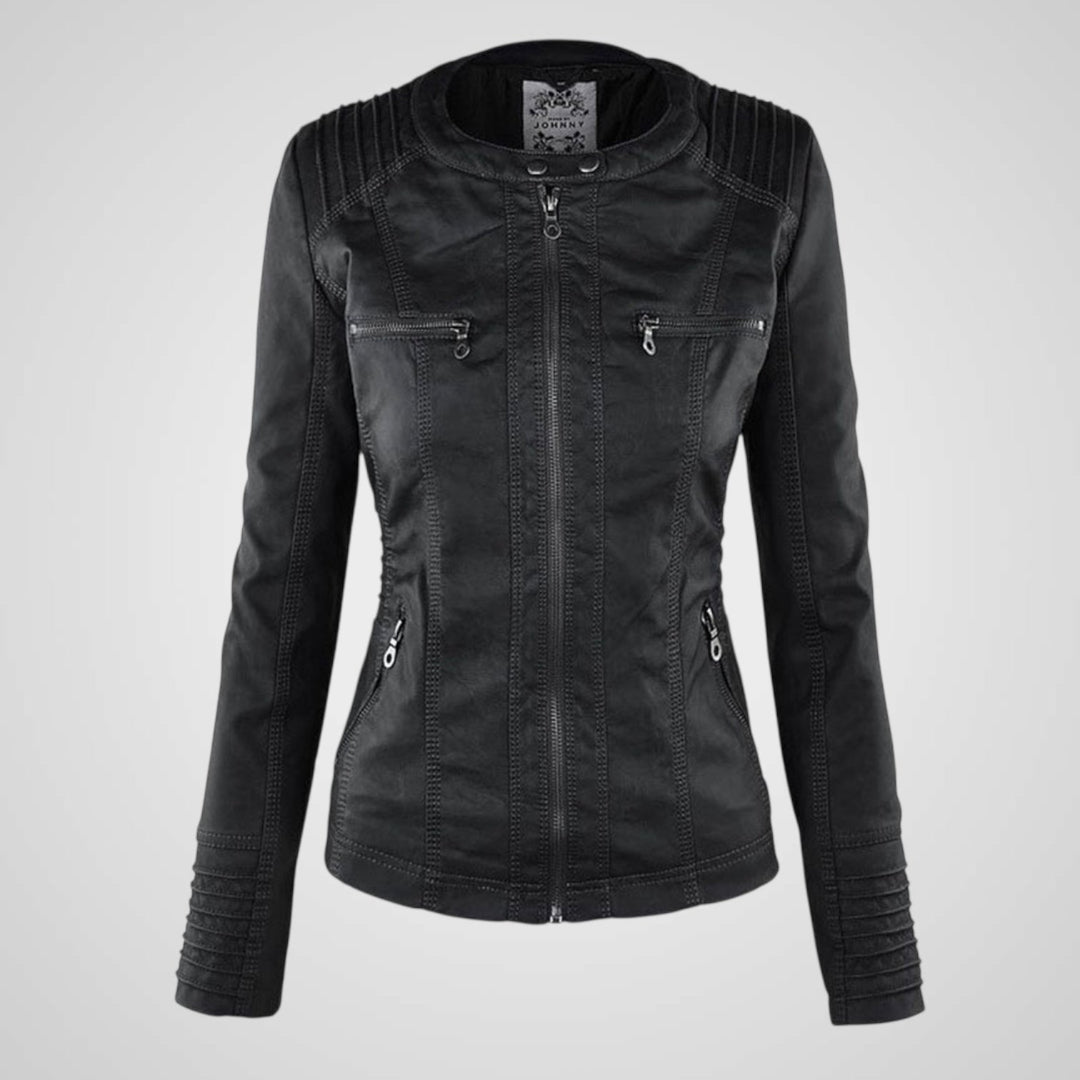 Olivia | Waterproof Women's Leather Jacket with Hood