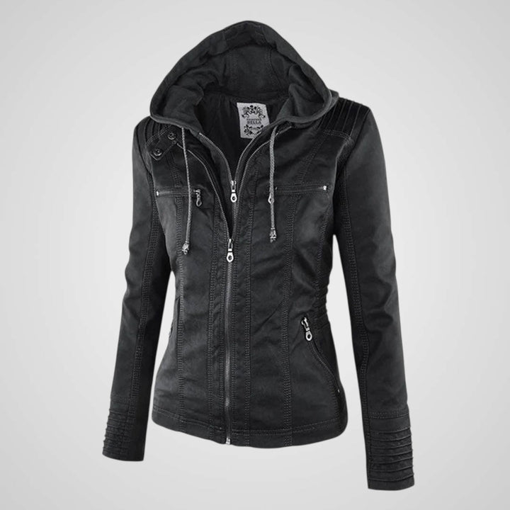 Olivia | Waterproof Women's Leather Jacket with Hood