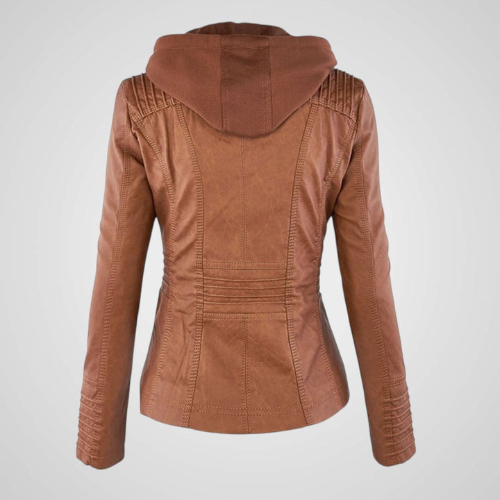 Olivia | Waterproof Women's Leather Jacket with Hood