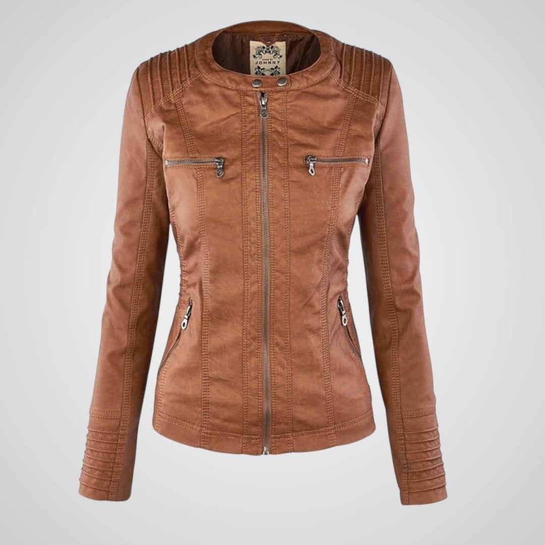 Olivia | Waterproof Women's Leather Jacket with Hood