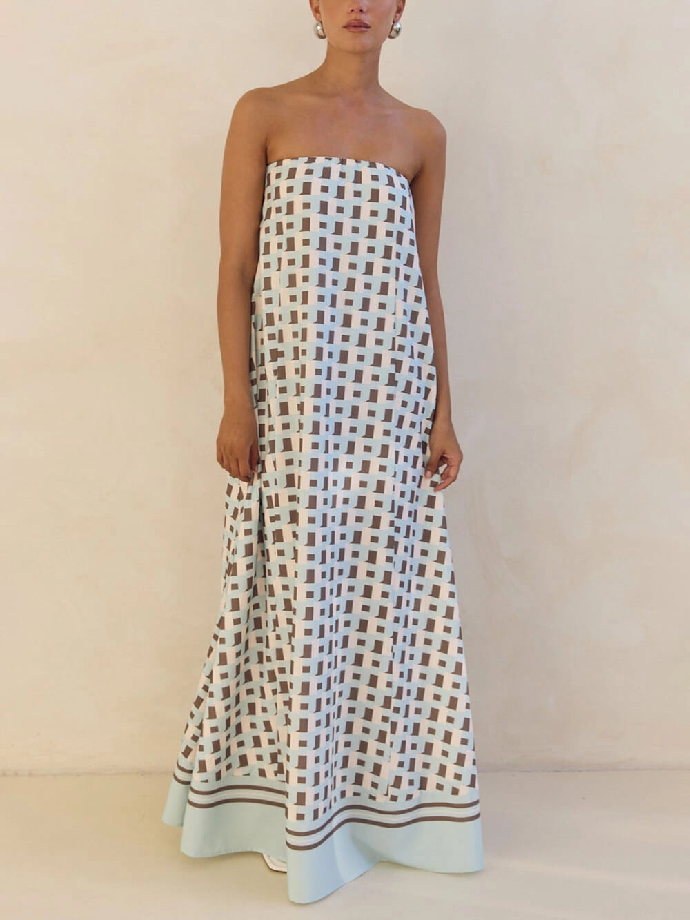 Isadora™ Exclusive Geometric Print Off-Shoulder A-Line Maxi Dress