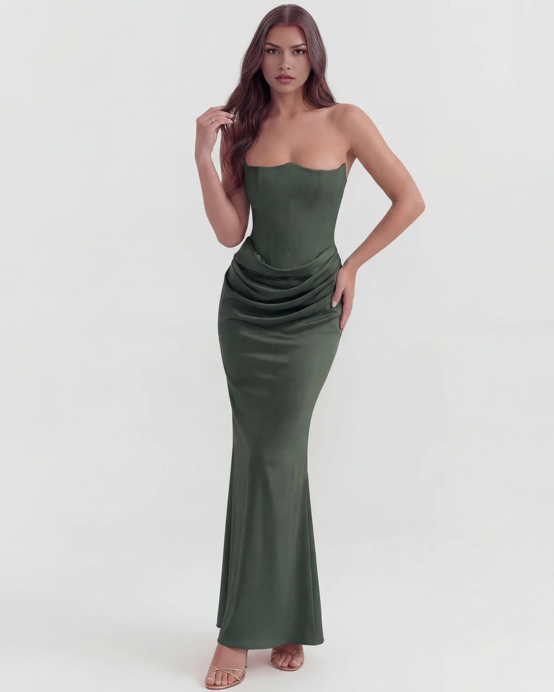 Monroe | Black Maxi Dress with Sculpted Strapless Corset