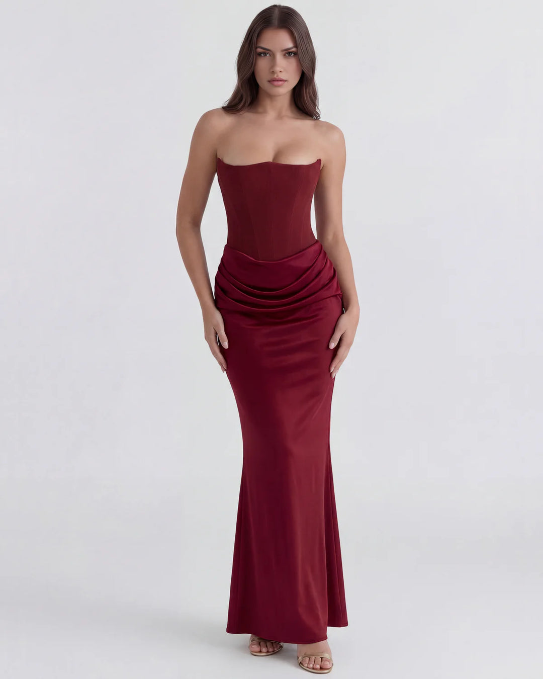 Monroe | Black Maxi Dress with Sculpted Strapless Corset