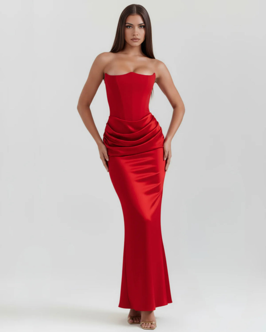 Monroe | Black Maxi Dress with Sculpted Strapless Corset