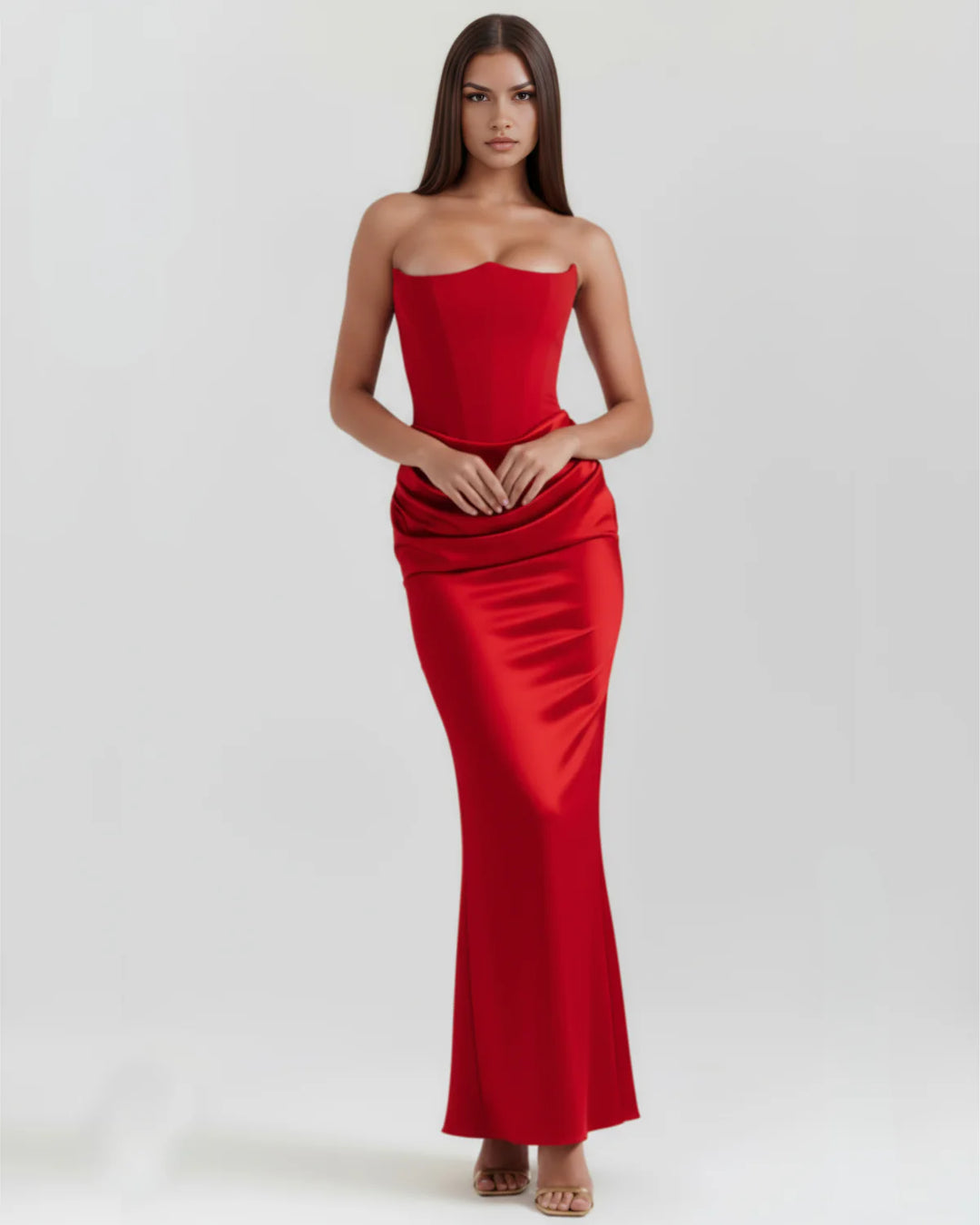 Monroe | Black Maxi Dress with Sculpted Strapless Corset