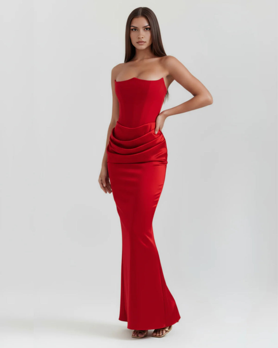 Monroe | Black Maxi Dress with Sculpted Strapless Corset