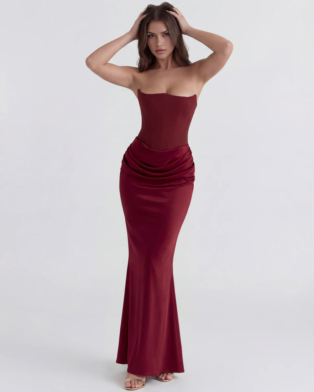 Monroe | Black Maxi Dress with Sculpted Strapless Corset