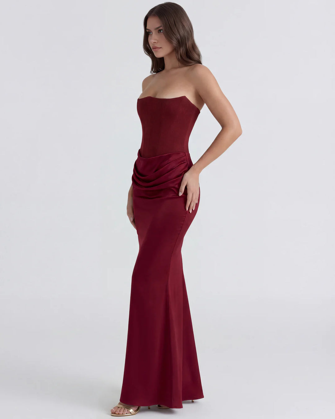 Monroe | Black Maxi Dress with Sculpted Strapless Corset