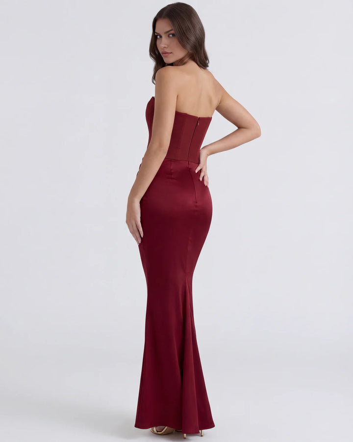 Monroe | Black Maxi Dress with Sculpted Strapless Corset