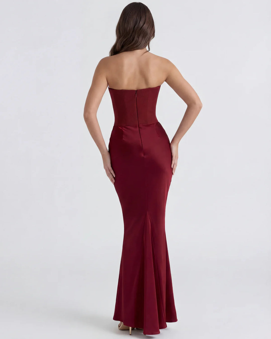 Monroe | Black Maxi Dress with Sculpted Strapless Corset