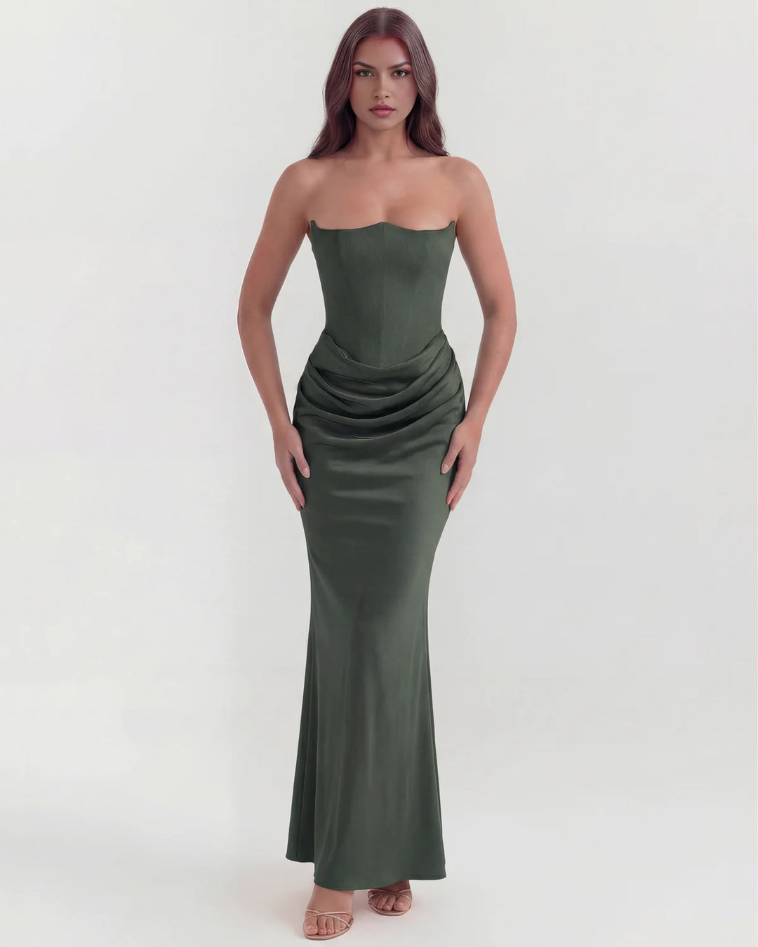 Monroe | Black Maxi Dress with Sculpted Strapless Corset