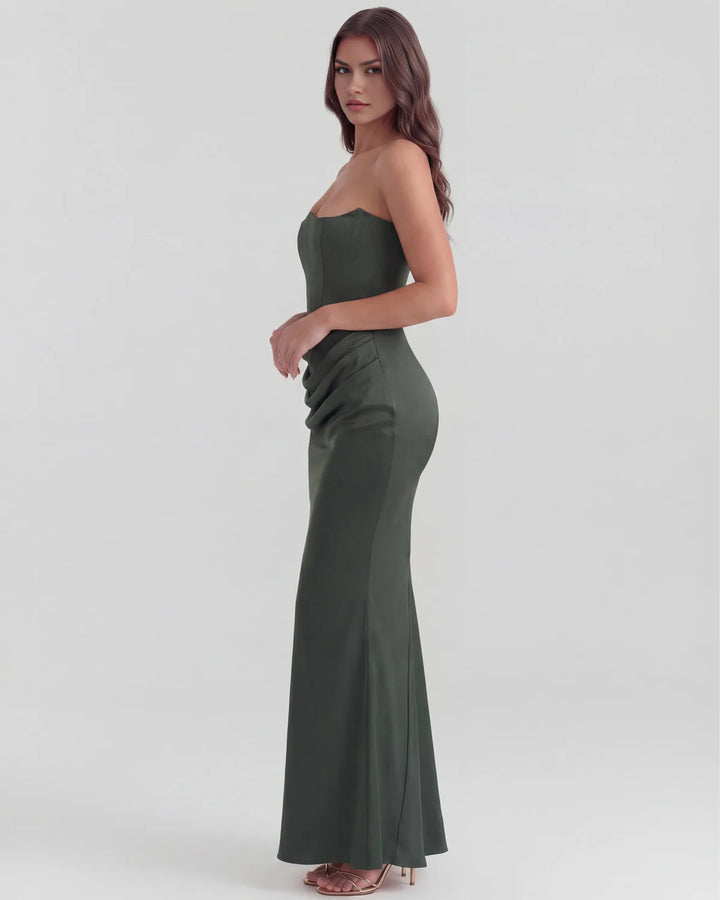 Monroe | Black Maxi Dress with Sculpted Strapless Corset