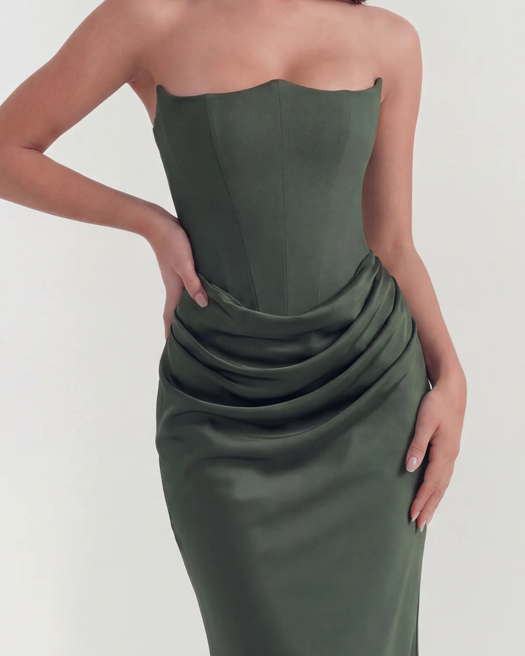 Monroe | Black Maxi Dress with Sculpted Strapless Corset