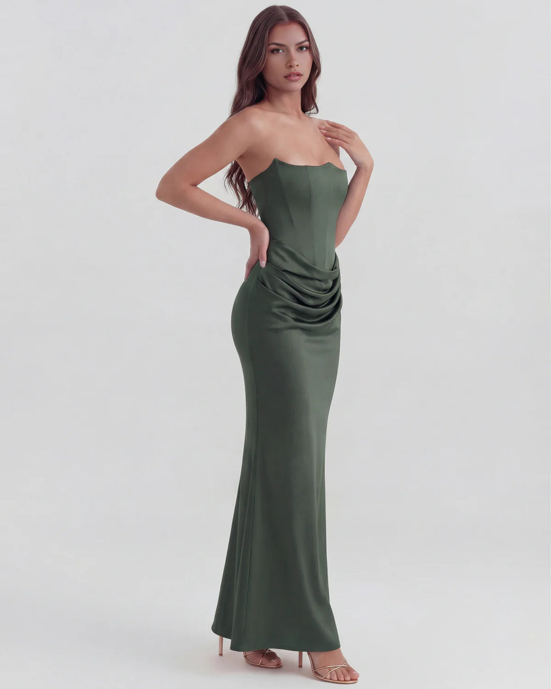 Monroe | Black Maxi Dress with Sculpted Strapless Corset