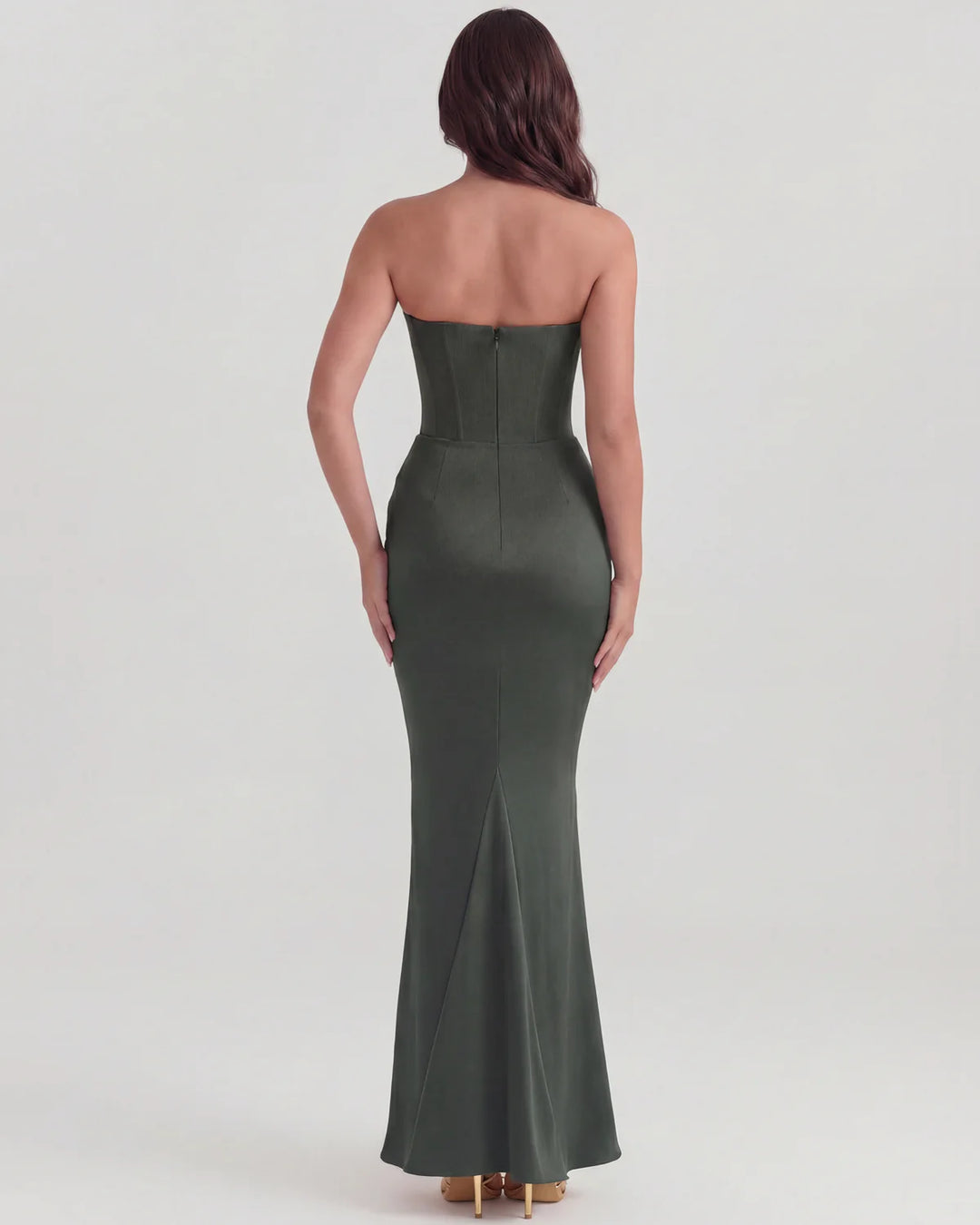 Monroe | Black Maxi Dress with Sculpted Strapless Corset